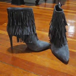 Leather Grey heel boots